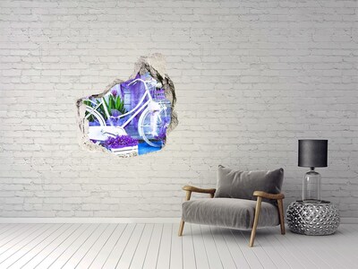 Nálepka diera na stenu betón Bicykel v záhrade plnej kvetov