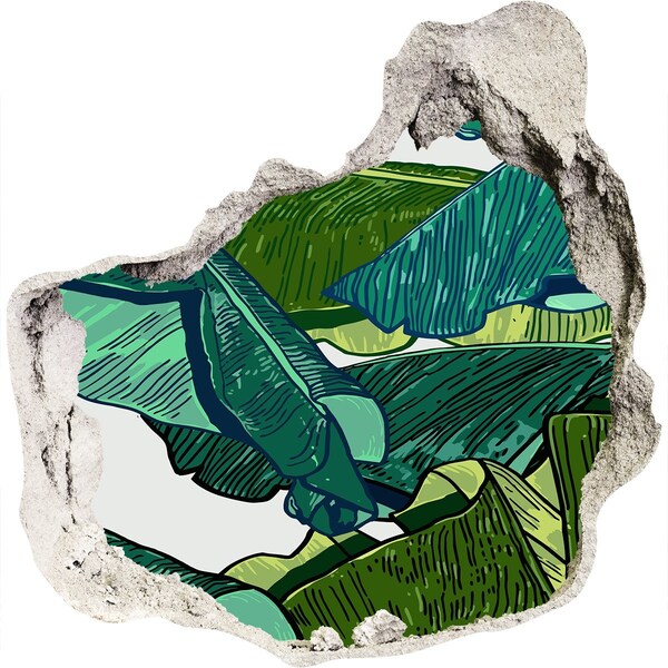 Nálepka 3D diera na stenu Tropická záhrada s banánovými listami