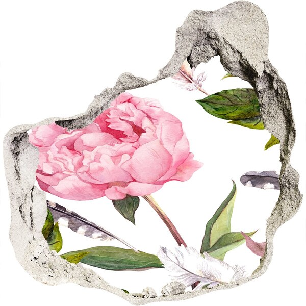 Nálepka 3D diera na stenu Kvetinová nástenná maľba cez dieru v stene