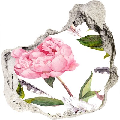 Nálepka 3D diera na stenu Kvetinová nástenná maľba cez dieru v stene