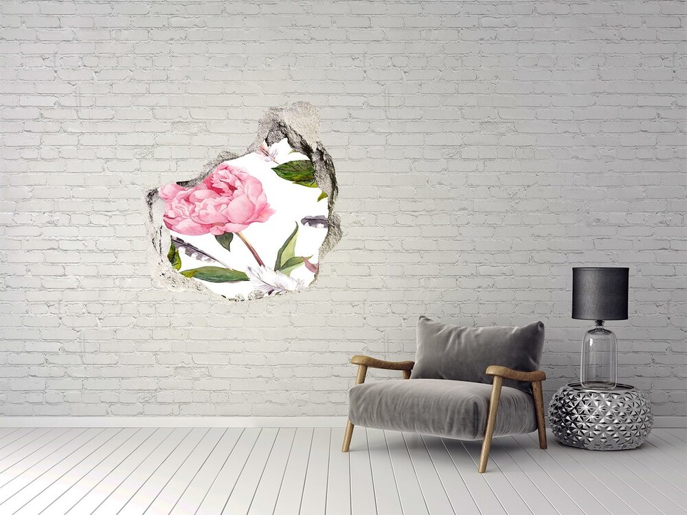 Nálepka 3D diera na stenu Kvetinový vzor