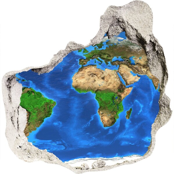 Nálepka 3D diera Mapa sveta