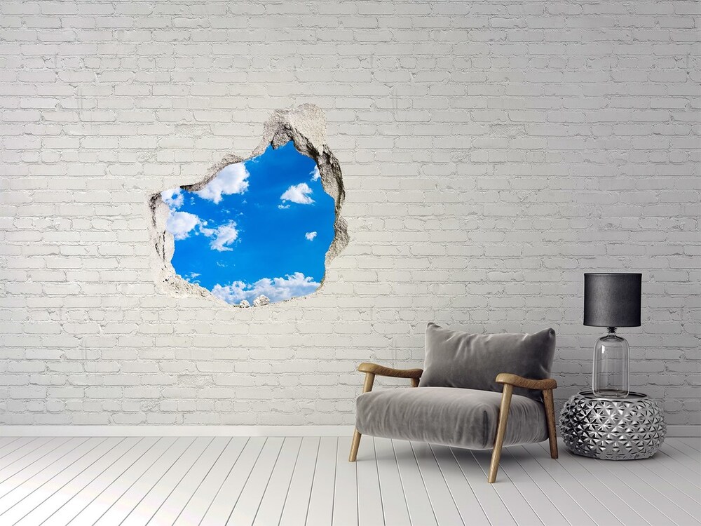 Nálepka 3D diera na stenu Mraky na oblohe