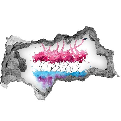Fototapeta diera na stenu 3D Plameniaky vo farebnej vode