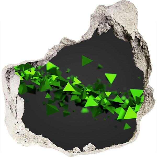 Nálepka 3D diera na stenu Zelená geometria v diere v stene