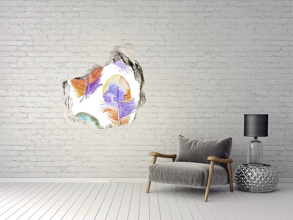 Fototapeta diera na stenu Farebné perie na pozadí steny