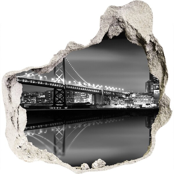 Nálepka 3D diera Most Golden Gate v noci