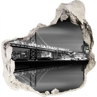 Nálepka 3D diera Most Golden Gate v noci