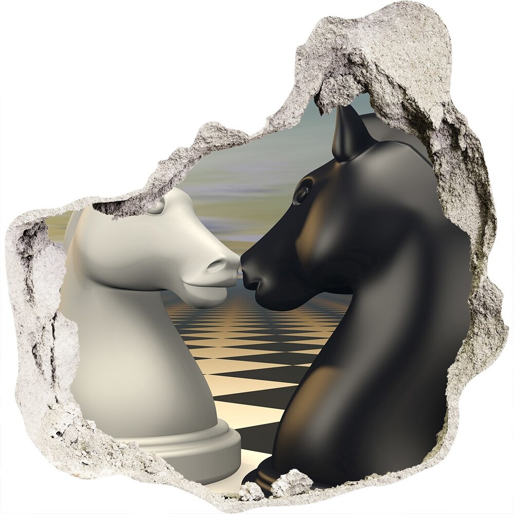 Nálepka 3D diera na stenu Šachovej kone