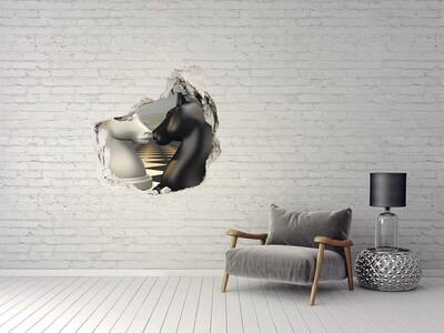 Nálepka 3D diera na stenu Šachová konfrontácia