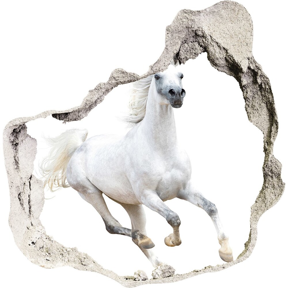 Nálepka 3D diera samolepiaca Biela arabský kôň