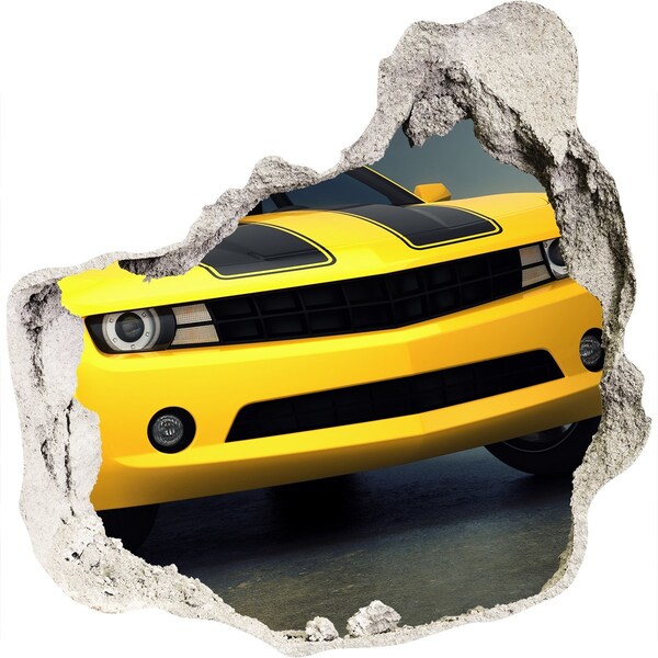 Samolepiaca diera na stenu nálepka Zničený múr so žltým autom