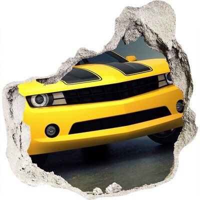 Samolepiaca diera na stenu nálepka Zničený múr so žltým autom