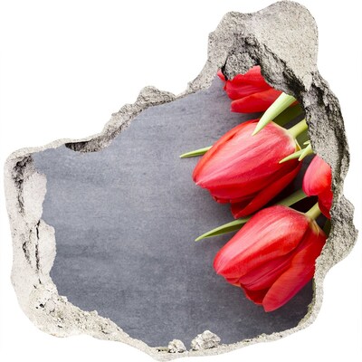 Fototapeta diera na stenu 3D Červené tulipány