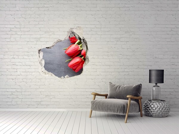 Fototapeta diera na stenu 3D Červené tulipány