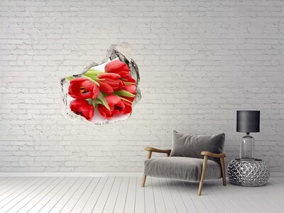 Fototapeta diera na stenu 3D Červené tulipány