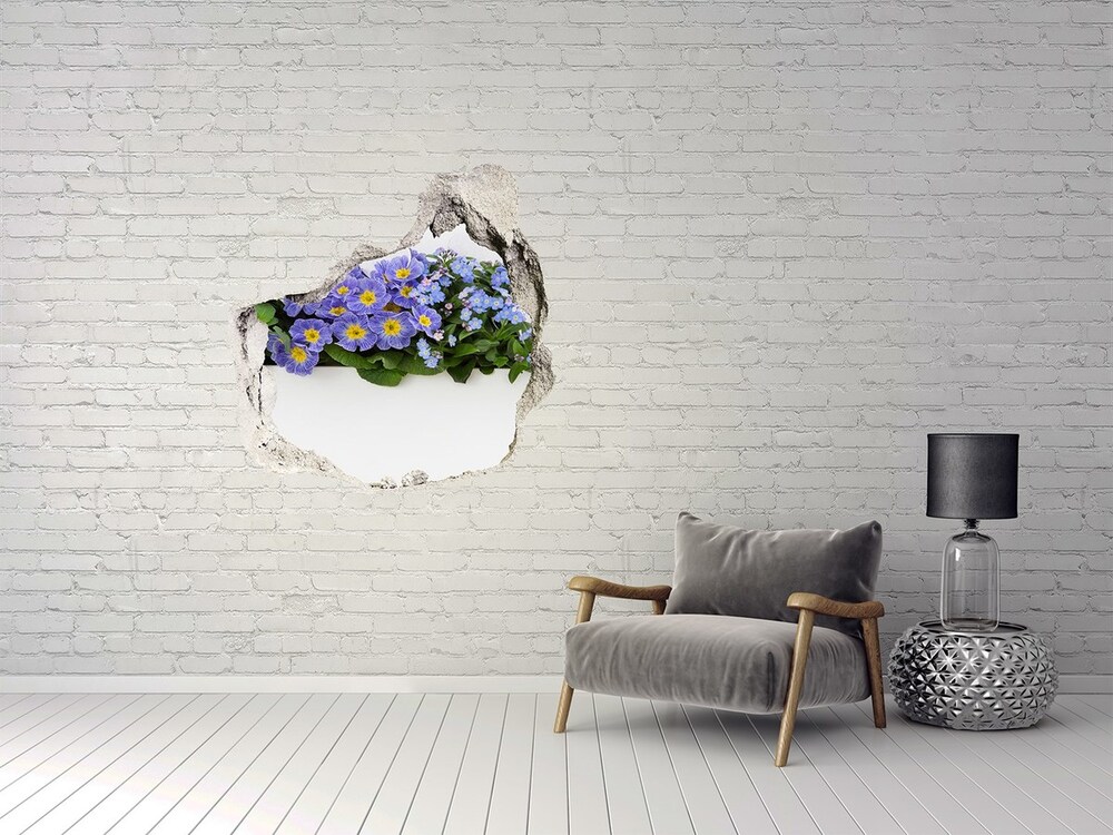 Samolepiaca diera na stenu nálepka Modré kvety
