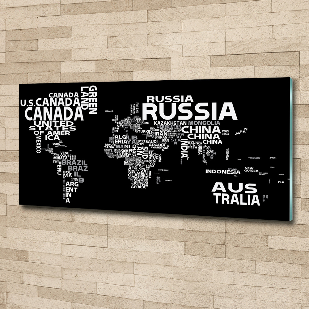 Foto obraz akrylové sklo Mapa sveta nápisy