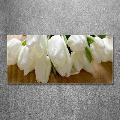 Foto obraz akrylový Biele tulipány