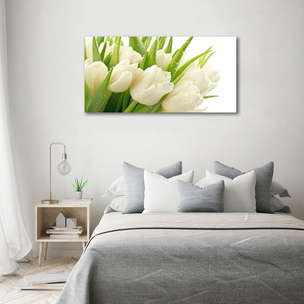 Moderný obraz fotografie na akrylu Biele tulipány