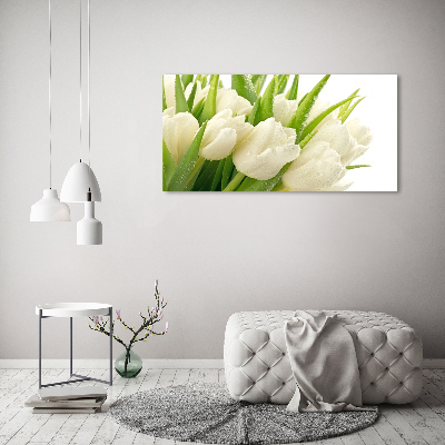 Moderný obraz fotografie na akrylu Biele tulipány