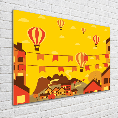 Foto obraz akrylový na stenu Balóny nad mestom