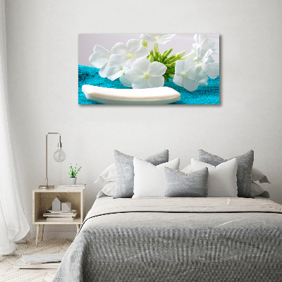 Moderný akrylový fotoobraz Biele kvety spa