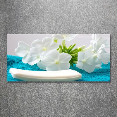 Moderný akrylový fotoobraz Biele kvety spa