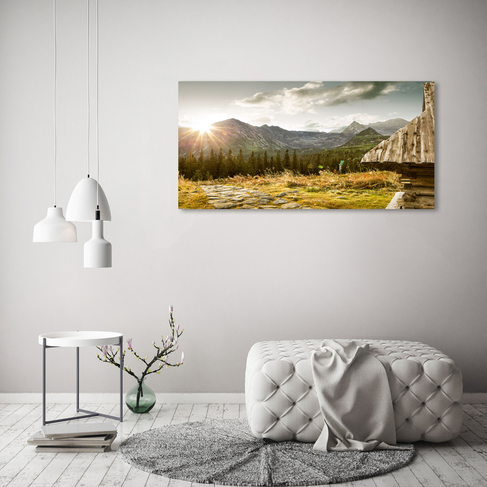 Foto obraz akryl do obývačky Dom v horách