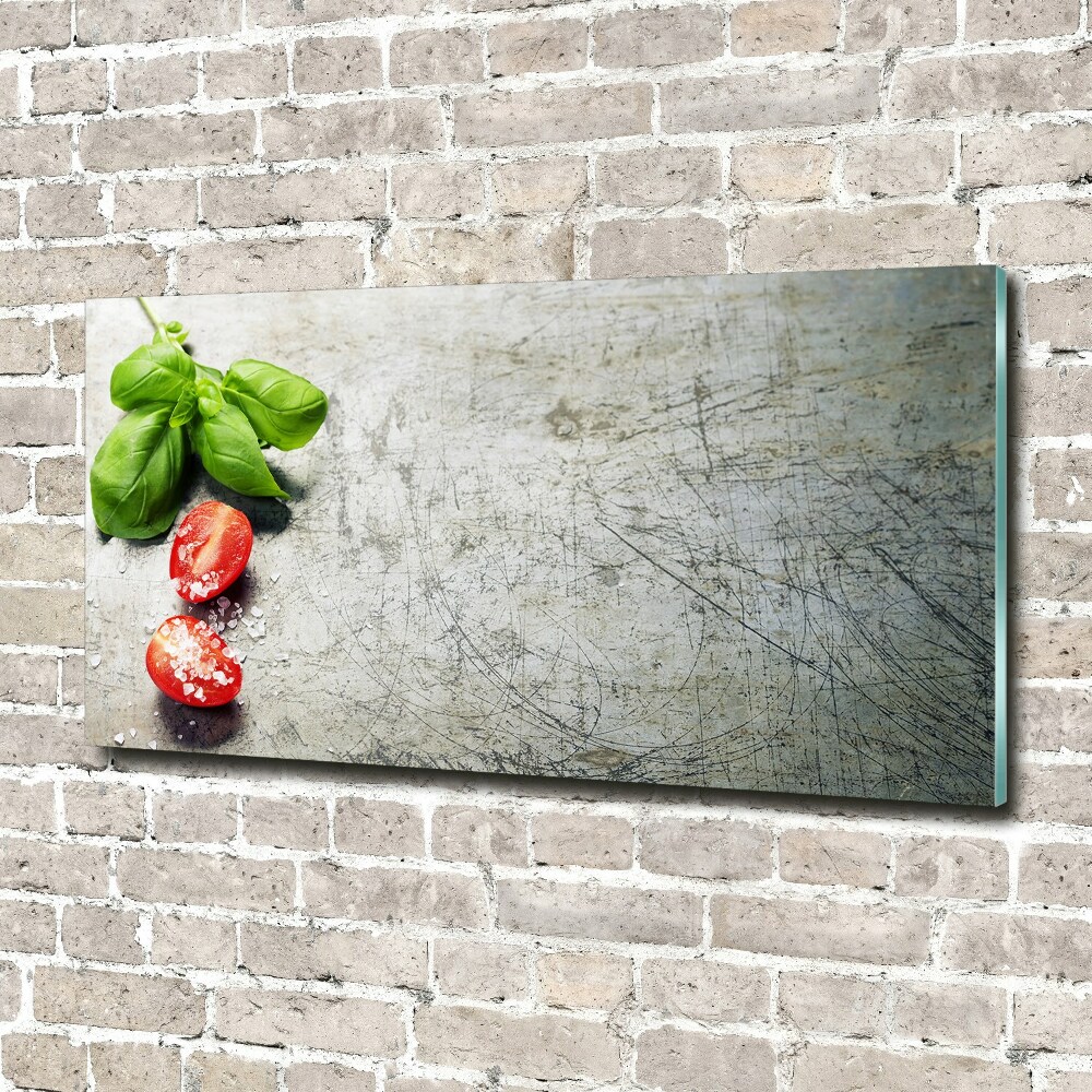 Foto obraz akrylový na stenu Paradajky a bazilka