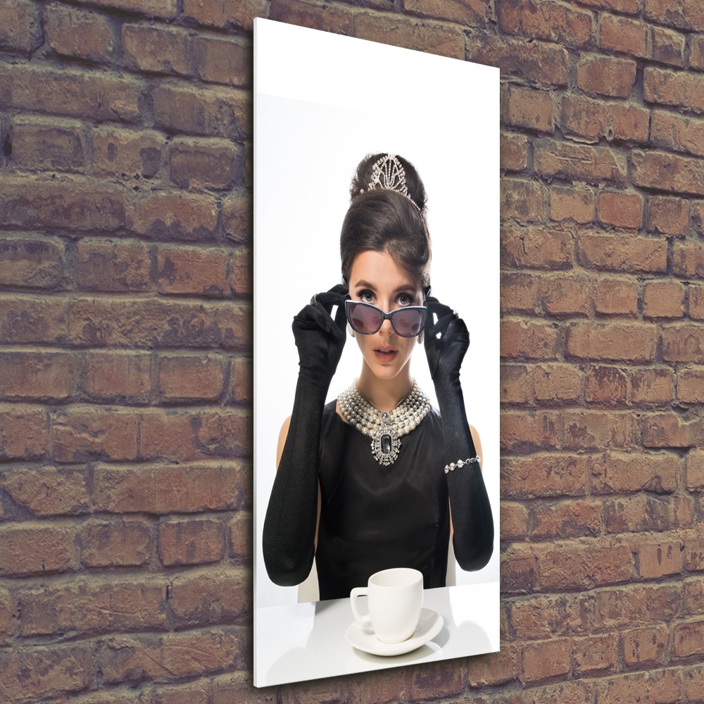 Vertikálny foto obraz akrylový Žena v okuliaroch