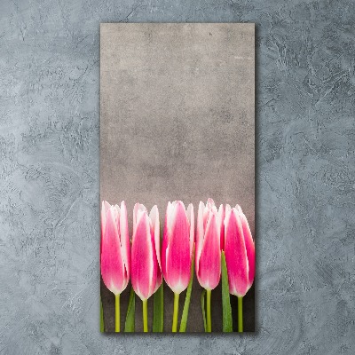 Vertikálny foto obraz akrylové sklo Ružové tulipány