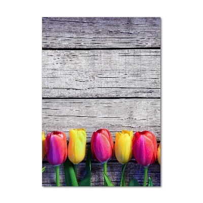 Vertikálny foto obraz akrylový Farebné tulipány