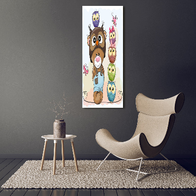 Vertikálny foto obraz akrylový na stenu Medveď a sovy