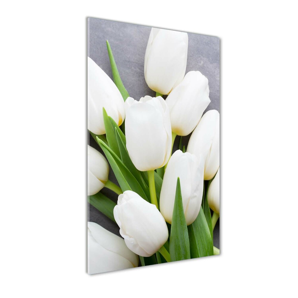Vertikálny foto obraz akryl do obývačky Biele tulipány