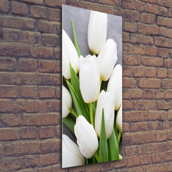 Vertikálny foto obraz akryl do obývačky Biele tulipány