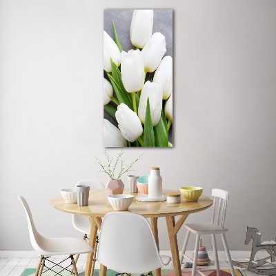 Vertikálny foto obraz akryl do obývačky Biele tulipány