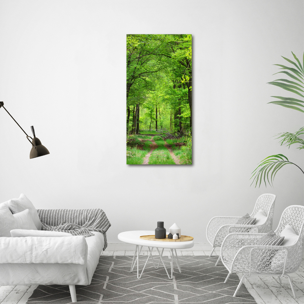 Vertikálny moderný akrylový fotoobraz zelený les