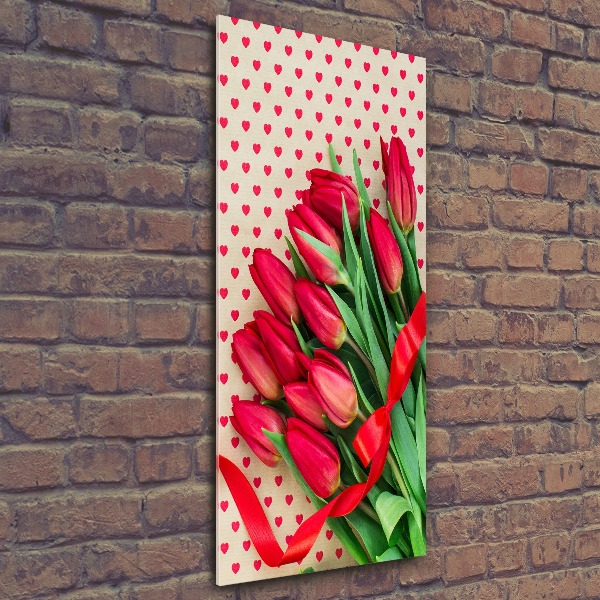 Vertikálny foto obraz akrylový Červené tulipány