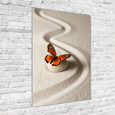 Vertikálny foto obraz akrylový Kameň zen a motýľ