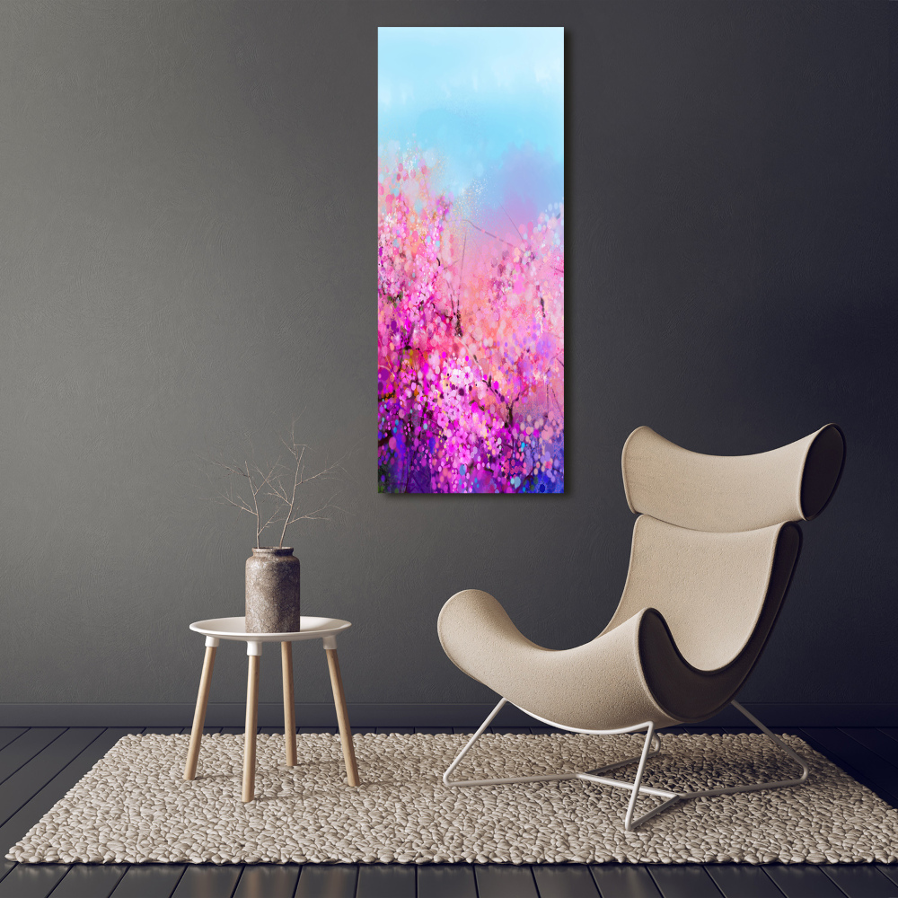 Vertikálny moderný akrylový fotoobraz Kvety višne