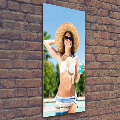 Vertikálny foto obraz akrylový Žena nad bazénom