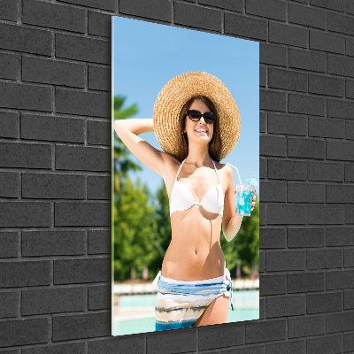 Vertikálny foto obraz akrylový Žena nad bazénom