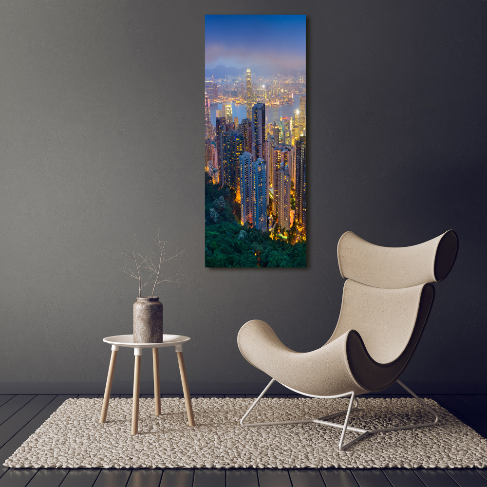 Vertikálny foto obraz akrylový do obývačky Nočné Hong kong