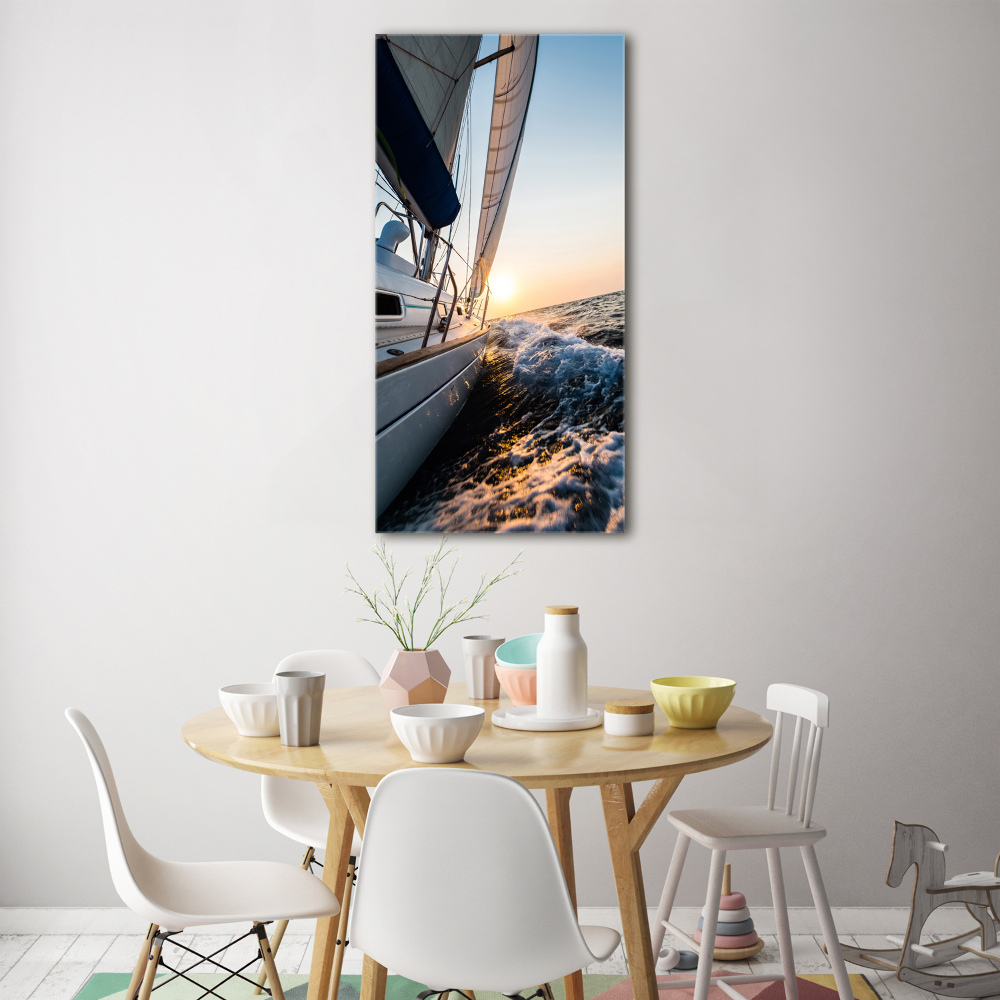Vertikálny foto obraz akryl do obývačky Jachta na mori