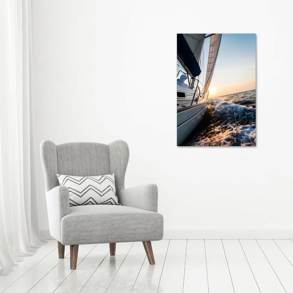 Vertikálny foto obraz akryl do obývačky Jachta na mori