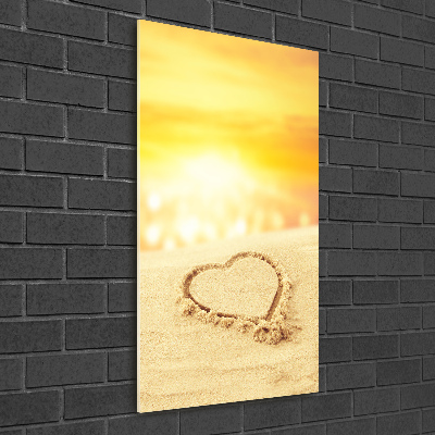 Vertikálny foto obraz akryl do obývačky Srdce na pláži
