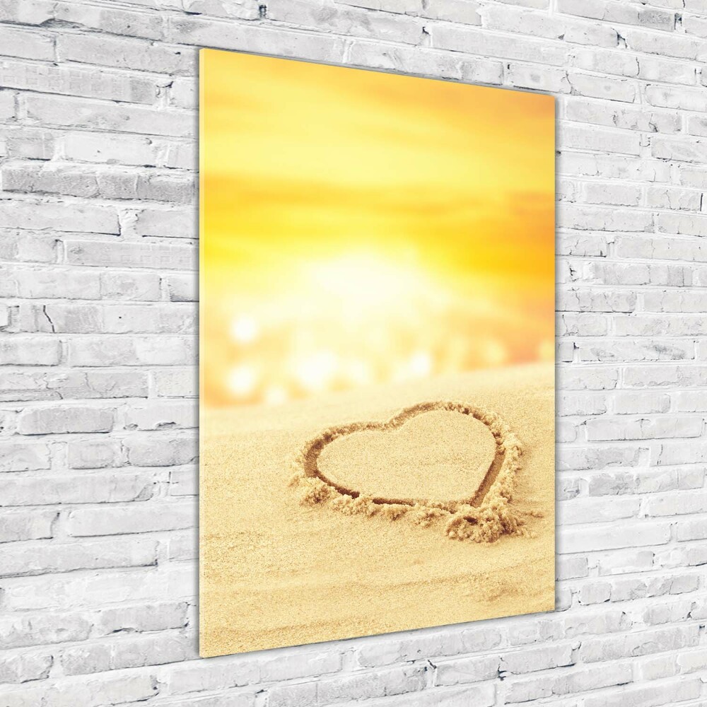 Vertikálny foto obraz akryl do obývačky Srdce na pláži