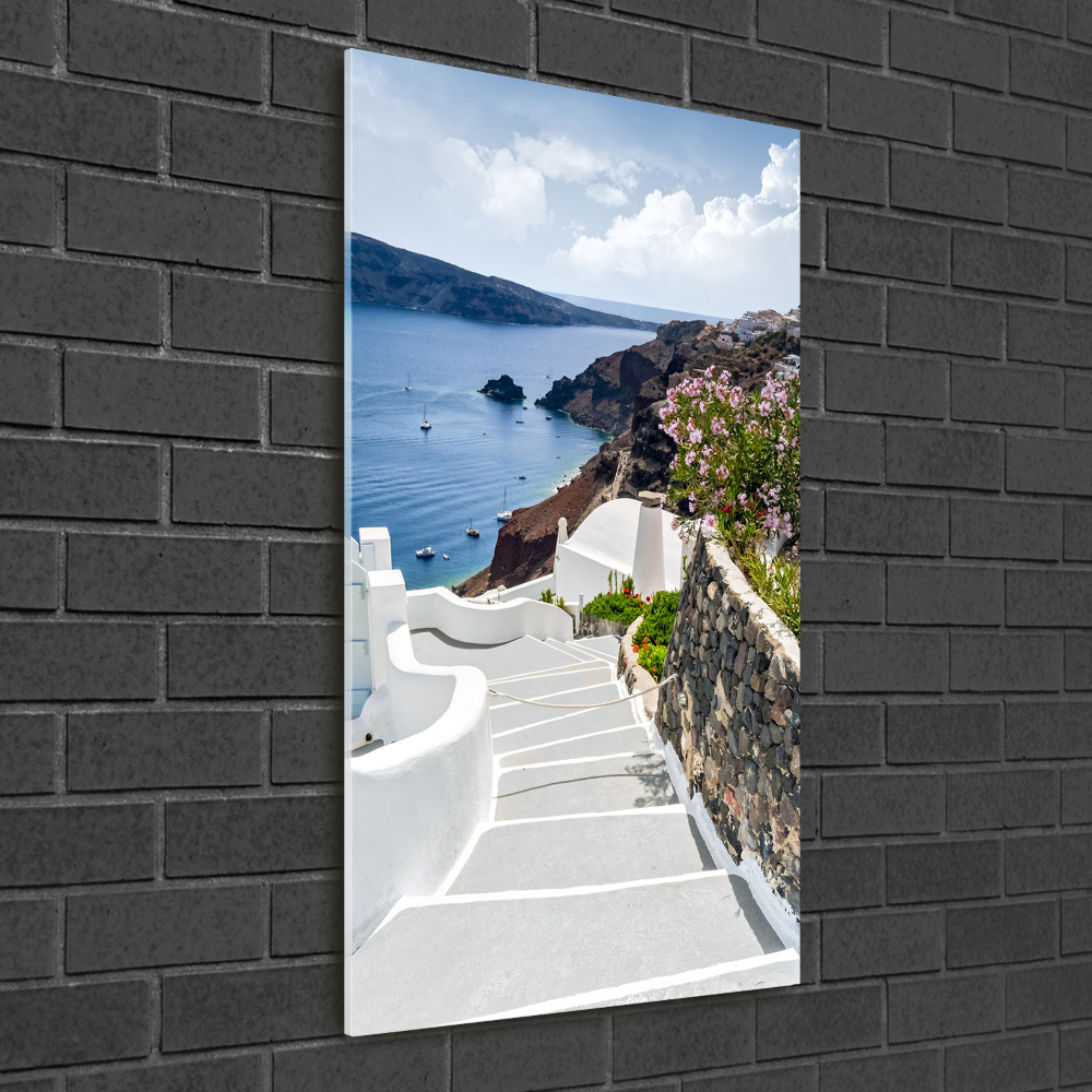 Vertikálny foto obraz akrylové sklo Santorini Grécko