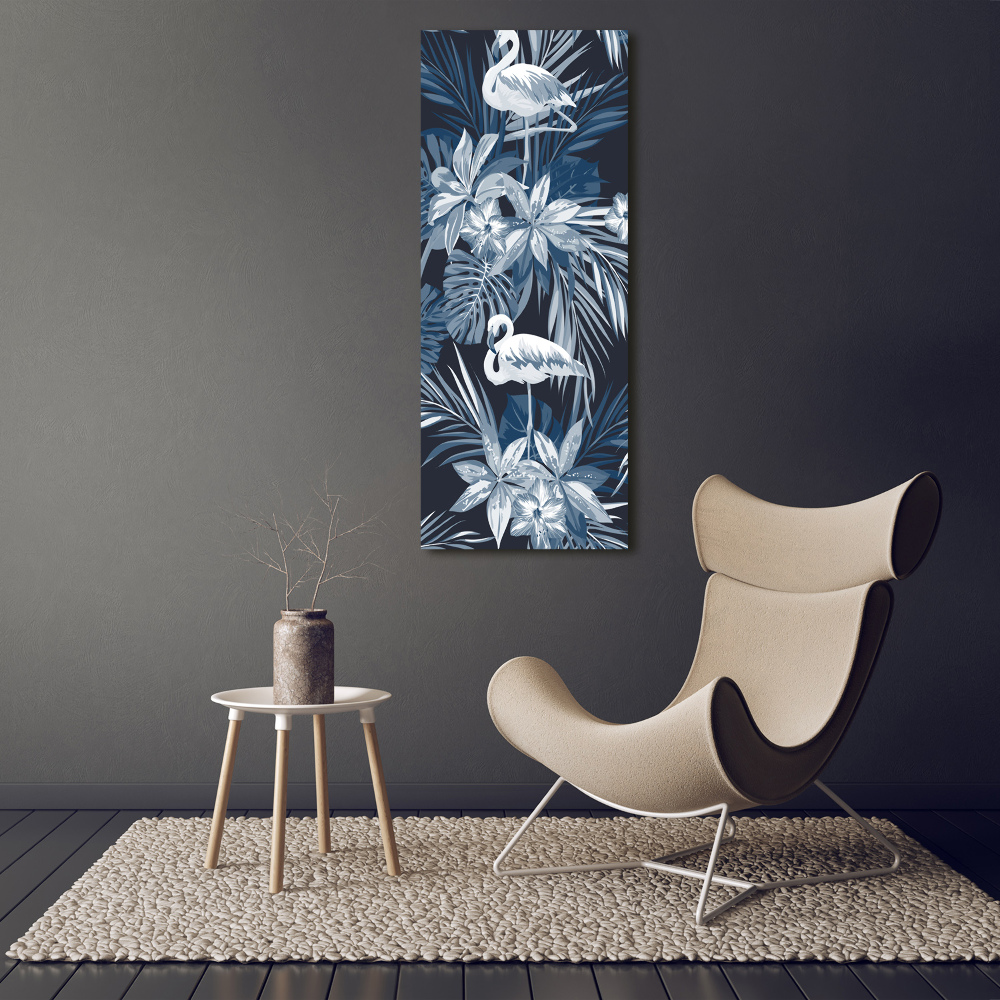 Vertikálny foto obraz akrylový Kvety a plameniaky